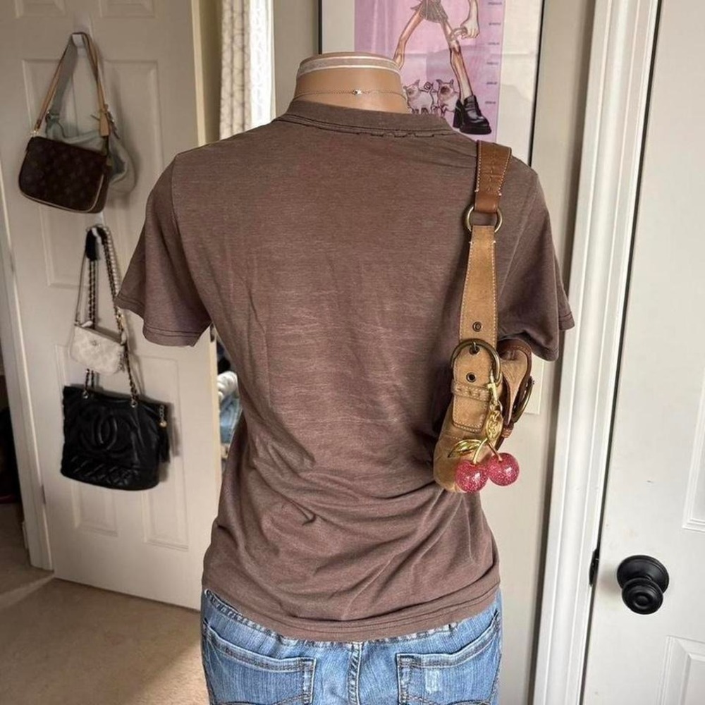 Y2K 2000s hurley spellout brown top - Picture 3 of 8
